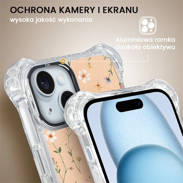 Etui do iPhone 15 Plus, Ibizu DropGuard Ultra z MagSafe, kwiaty różnokolorowe na cielistym tle (6)