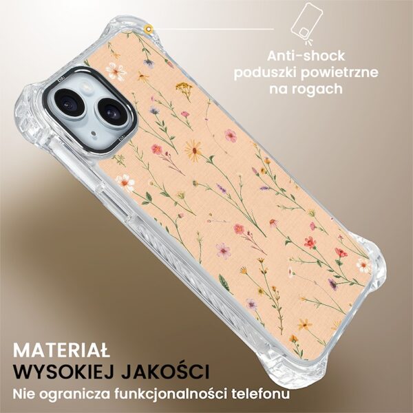 Etui do iPhone 15 Plus, Ibizu DropGuard Ultra z MagSafe, kwiaty różnokolorowe na cielistym tle (7)