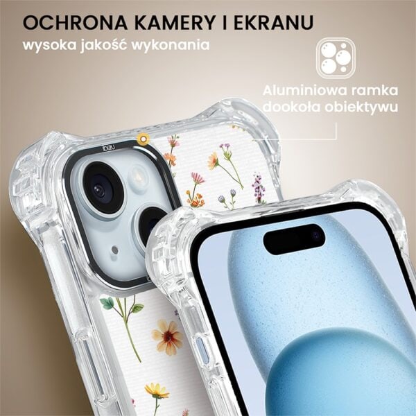 Etui do iPhone 15 Plus, Ibizu DropGuard Ultra z MagSafe, kwiaty różnokolorowe na jasnym tle (3)