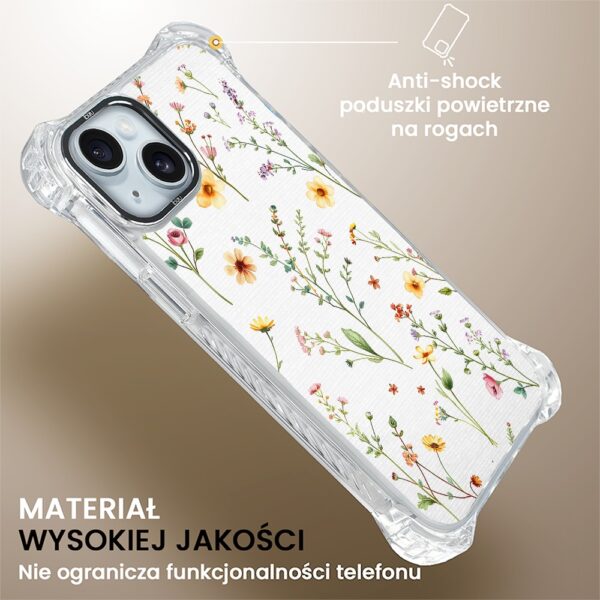 Etui do iPhone 15 Plus, Ibizu DropGuard Ultra z MagSafe, kwiaty różnokolorowe na jasnym tle (4)