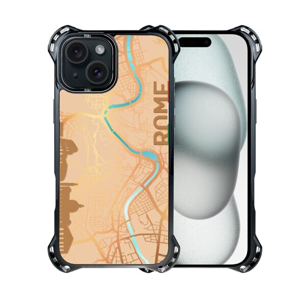 Etui do iPhone 15 Plus, Ibizu DropGuard Ultra z MagSafe, mapy świata, Rome (1)