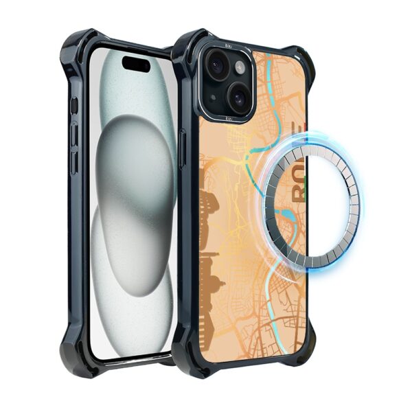 Etui do iPhone 15 Plus, Ibizu DropGuard Ultra z MagSafe, mapy świata, Rome (3)