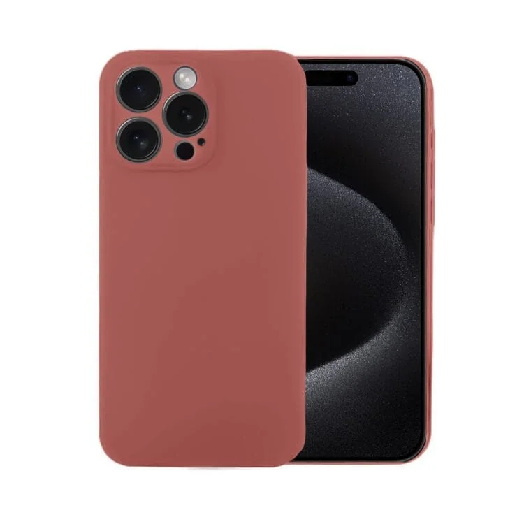 Etui do iPhone 15 Pro silikonowe z mikrofibrą soft touch z osłoną na aparat, gorąca czekolada (2)