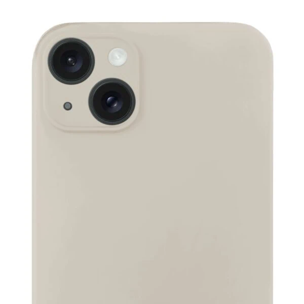 Etui do iPhone 15 silikonowe z mikrofibrą soft touch z osłoną na aparat, cieliste (3)
