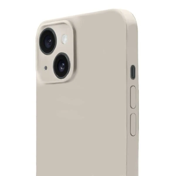 Etui do iPhone 15 silikonowe z mikrofibrą soft touch z osłoną na aparat, cieliste (7)