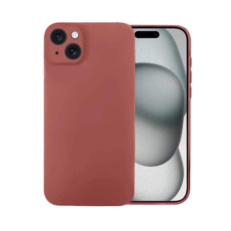 Etui do iPhone 15 silikonowe z mikrofibrą soft touch z osłoną na aparat, gorąca czekolada (2)