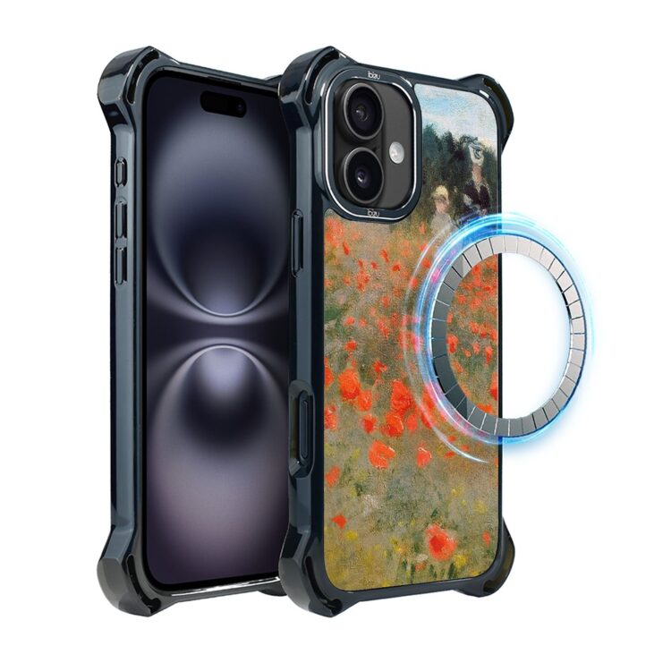 Etui do iPhone 16, Ibizu DropGuard Ultra z MagSafe, Claude Monet, pole maków (2)