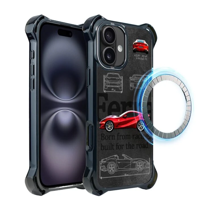 Etui do iPhone 16, Ibizu DropGuard Ultra z MagSafe, samochody, Ferrari (8)