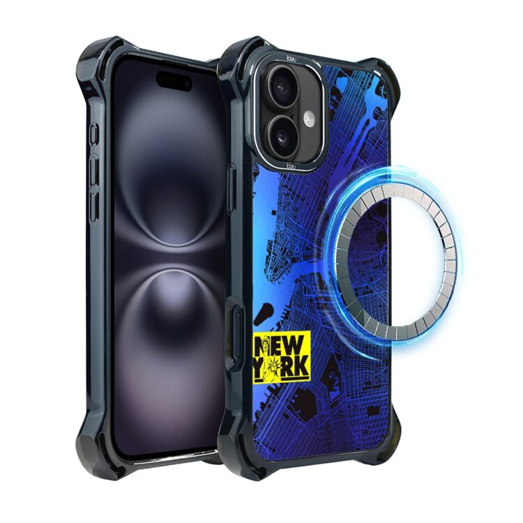 Etui do iPhone 16 Plus, Ibizu DropGuard Ultra z MagSafe, New York mapa (3)