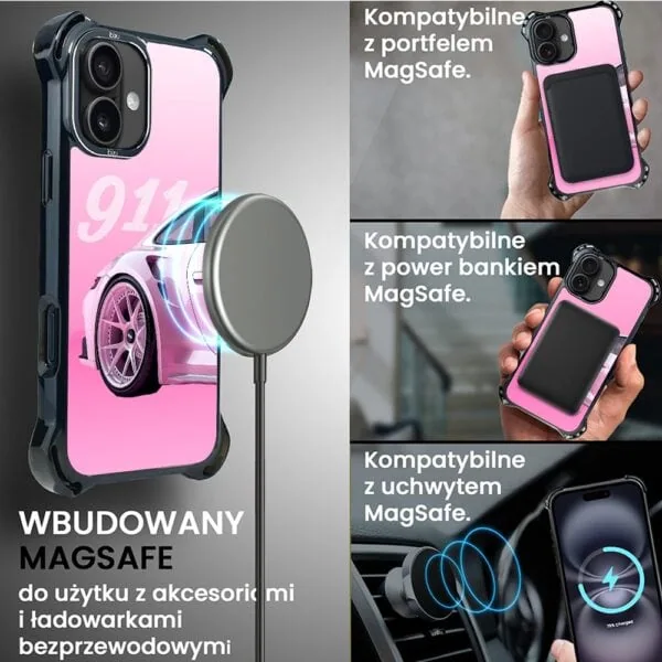 Etui do iPhone 16 Plus, Ibizu DropGuard Ultra z MagSafe, TechDrive, 911 różowe (8)