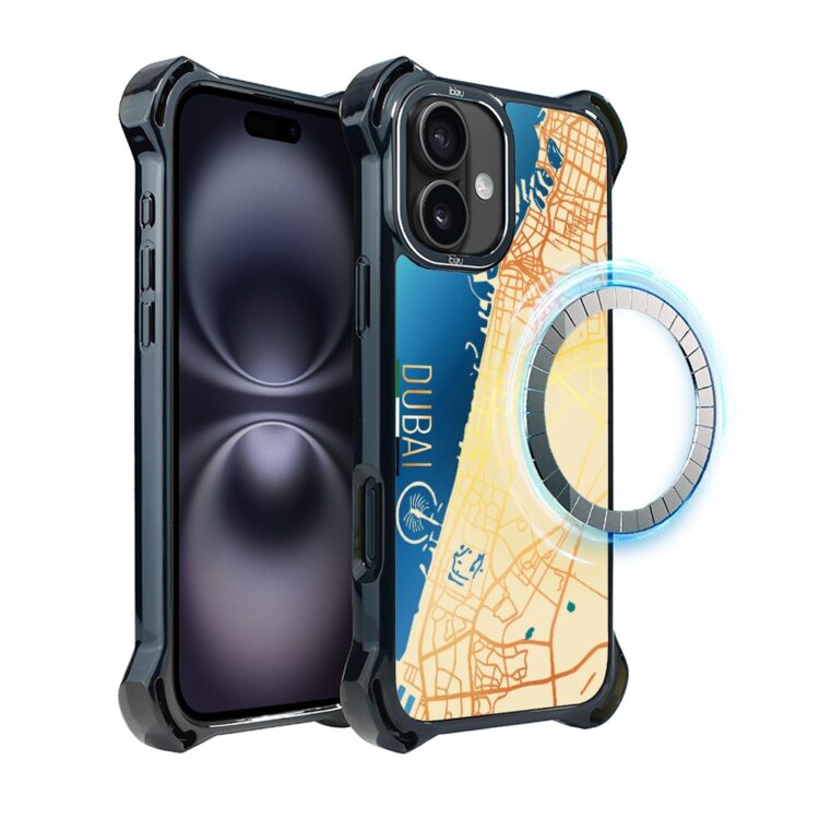 Etui do iPhone 16 Plus, Ibizu DropGuard Ultra z MagSafe, mapy świata, Dubai (3)
