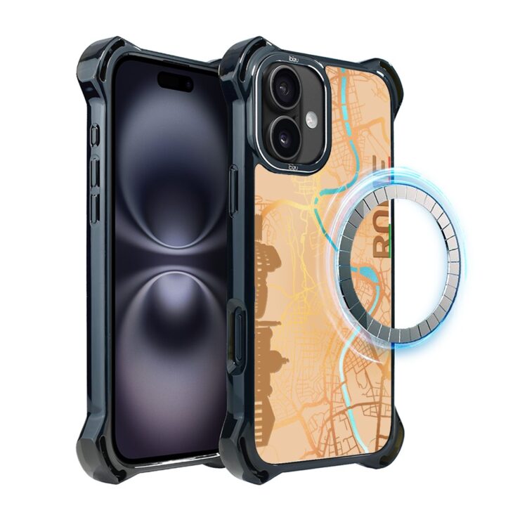 Etui do iPhone 16 Plus, Ibizu DropGuard Ultra z MagSafe, mapy świata, Rome (3)