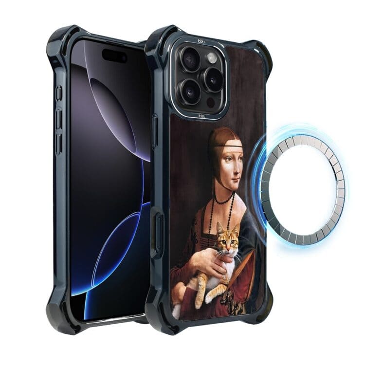 Etui-do-iPhone-16-Pro-Ibizu-DropGuard-Ultra-z-MagSafe-Leonardo-Da-Vinci-dama-z-kotem-pop