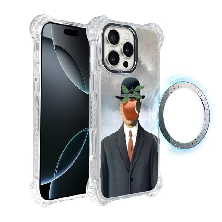 Etui-do-iPhone-16-Pro-Ibizu-DropGuard-Ultra-z-MagSafe-Rene-Magritte-syn-czlowieczy-pop