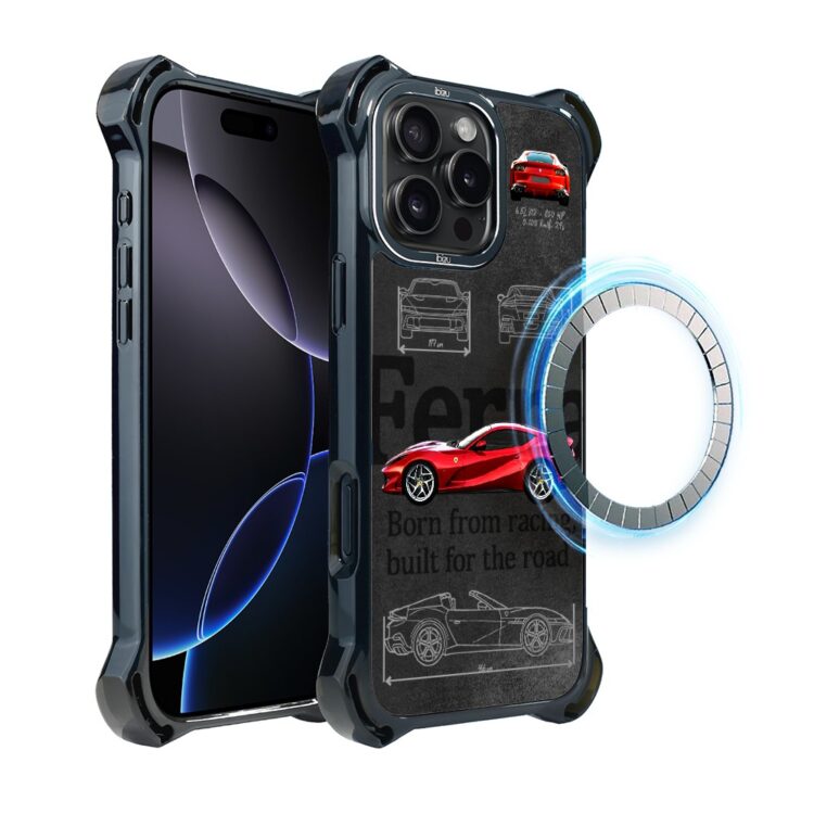 Etui do iPhone 16 Pro Max, Ibizu DropGuard Ultra z MagSafe, samochody, Ferrari (8)