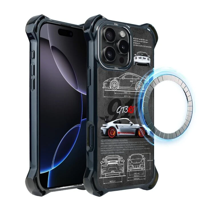 Etui do iPhone 16 Pro, Ibizu DropGuard Ultra z MagSafe, samochody, Porsche 911 (2)