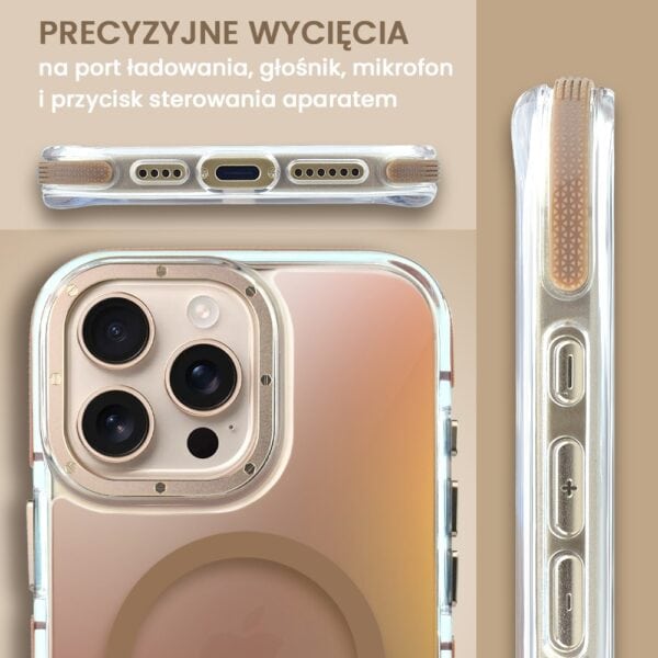 Etui do iPhone 16 Pro Max Gold Crown, cienkie z MagSafe, zmieniające kolor, tytan pustynny (8)
