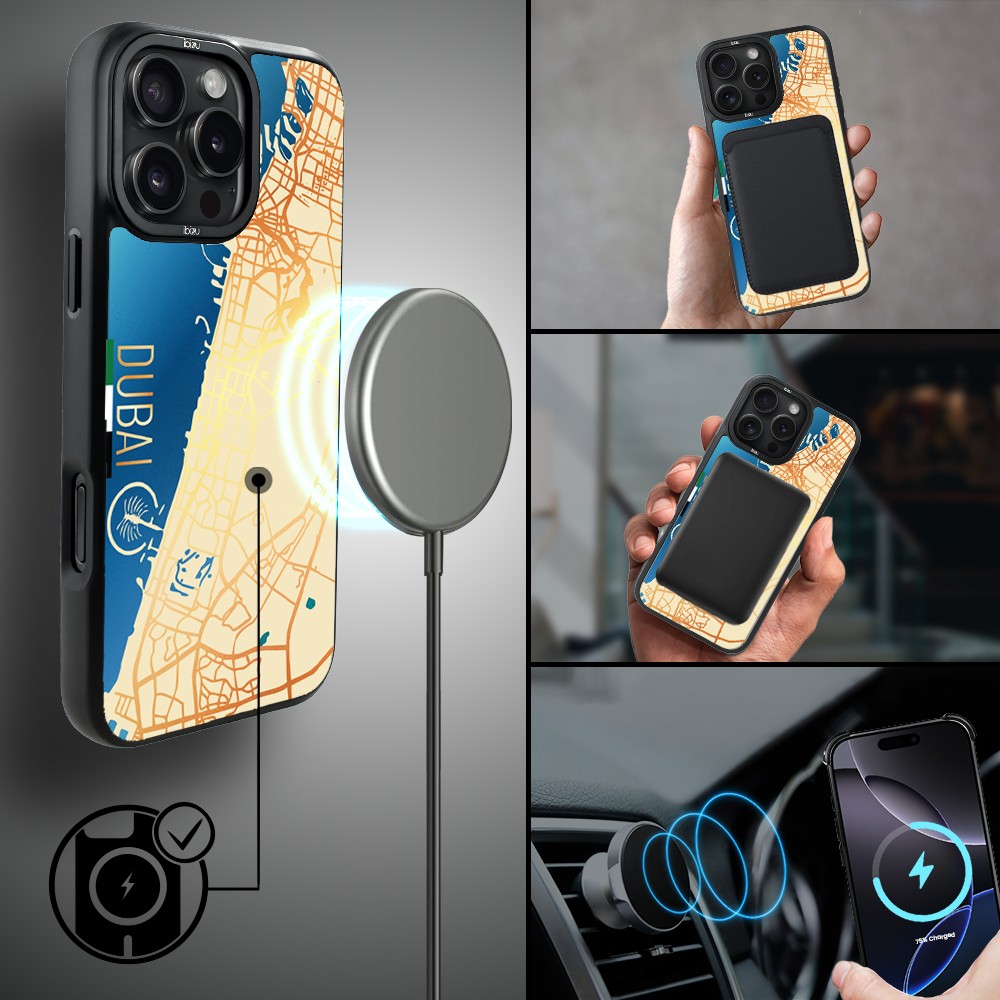 Etui do iPhone 16 Pro Max IBIZU DropGuard Matt z MagSafe, Mapy Świata, Dubai (3)