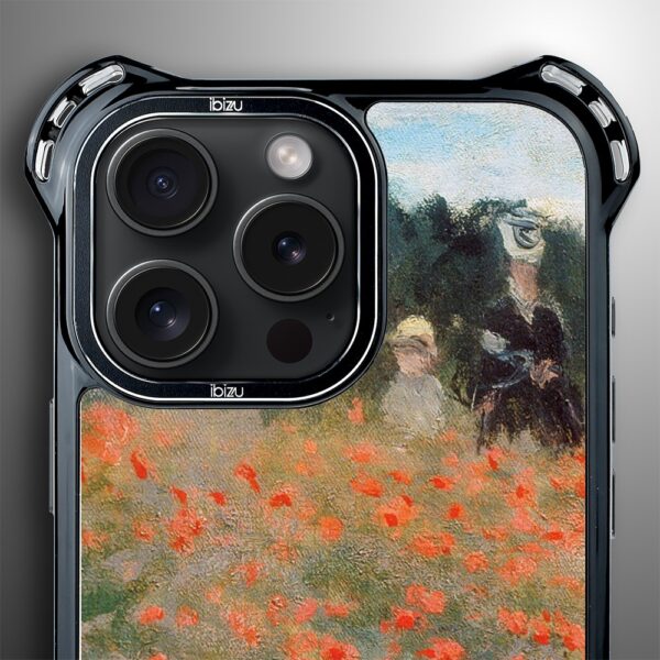 Etui do iPhone 16 Pro Max, Ibizu DropGuard Ultra z MagSafe, Claude Monet, pole maków czarne (5)