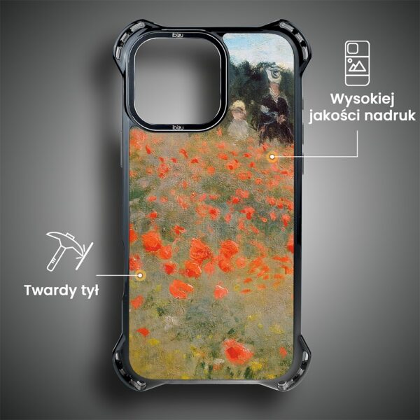 Etui do iPhone 16 Pro Max, Ibizu DropGuard Ultra z MagSafe, Claude Monet, pole maków czarne (8)