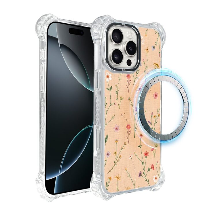 Etui do iPhone 16 Pro Max, Ibizu DropGuard Ultra z MagSafe, kwiaty różnokolorowe, cieliste (7)