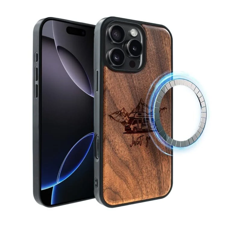 Etui do iPhone 16 Pro Max, WoodCraft z MagSafe, Camperem w świat (3)