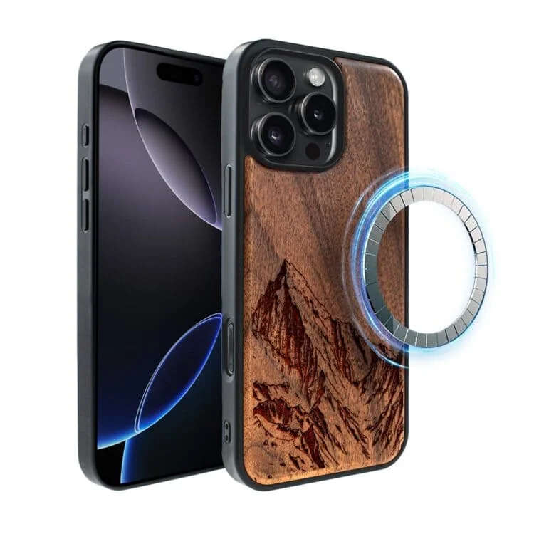 Etui do iPhone 16 Pro Max, WoodCraft z MagSafe, Górski szczyt (3)