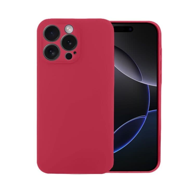 Etui do iPhone 16 Pro silikonowe z mikrofibrą soft touch z osłoną na aparat, ceglasta czerwień (2)