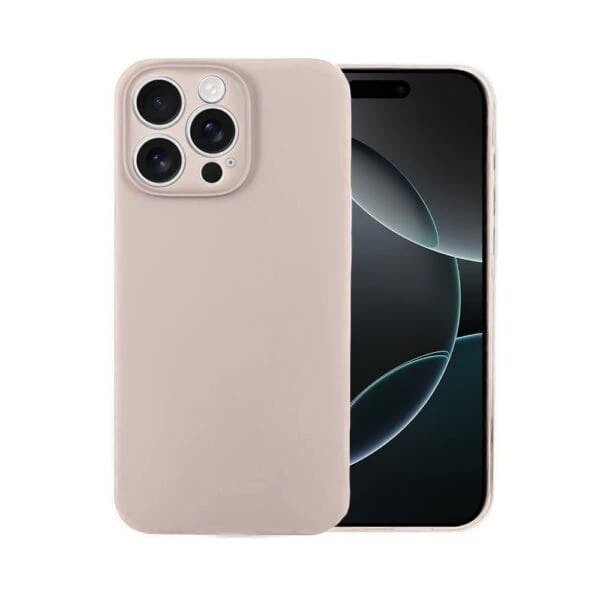 Etui do iPhone 16 Pro Max silikonowe z mikrofibrą soft touch z osłoną na aparat, cieliste