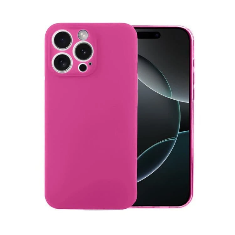Etui do iPhone 16 Pro silikonowe z mikrofibrą soft touch z osłoną na aparat, malinowe (2)