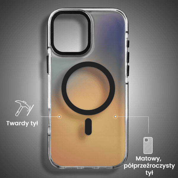 Etui do iPhone 16 Sunrise Fusion Grip z MagSafe, nieślizgające, metalowa osłona, czarne (4)
