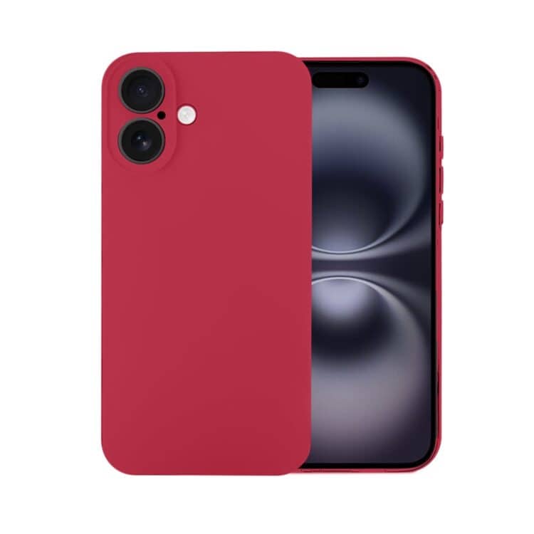 Etui do iPhone 16 silikonowe z mikrofibrą soft touch z osłoną na aparat, ceglasta czerwień (2)