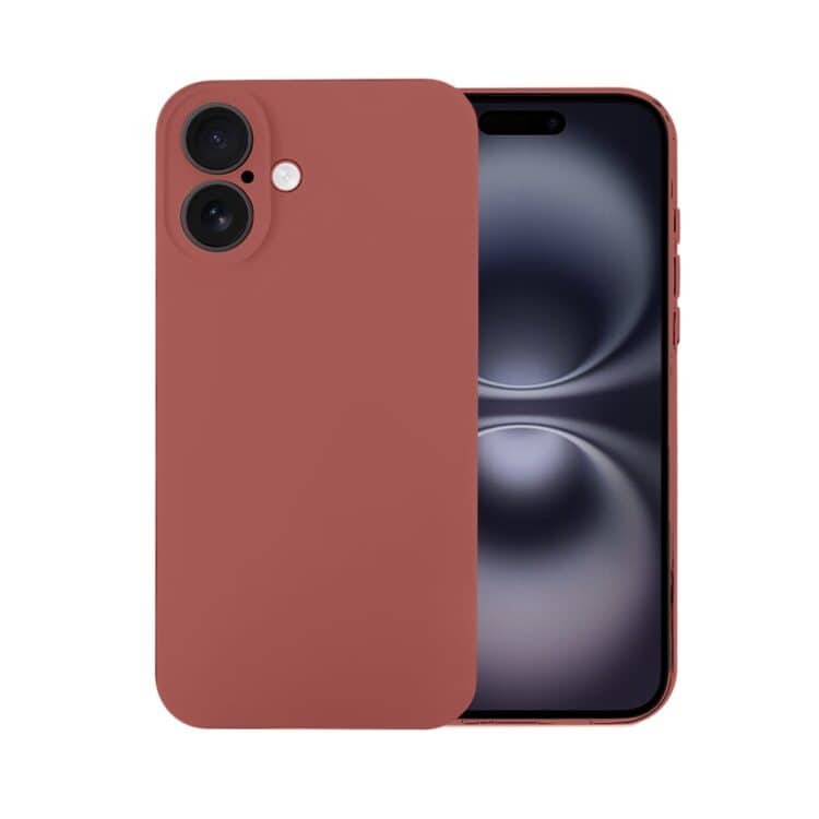 Etui do iPhone 16 silikonowe z mikrofibrą soft touch z osłoną na aparat, gorąca czekolada (2)