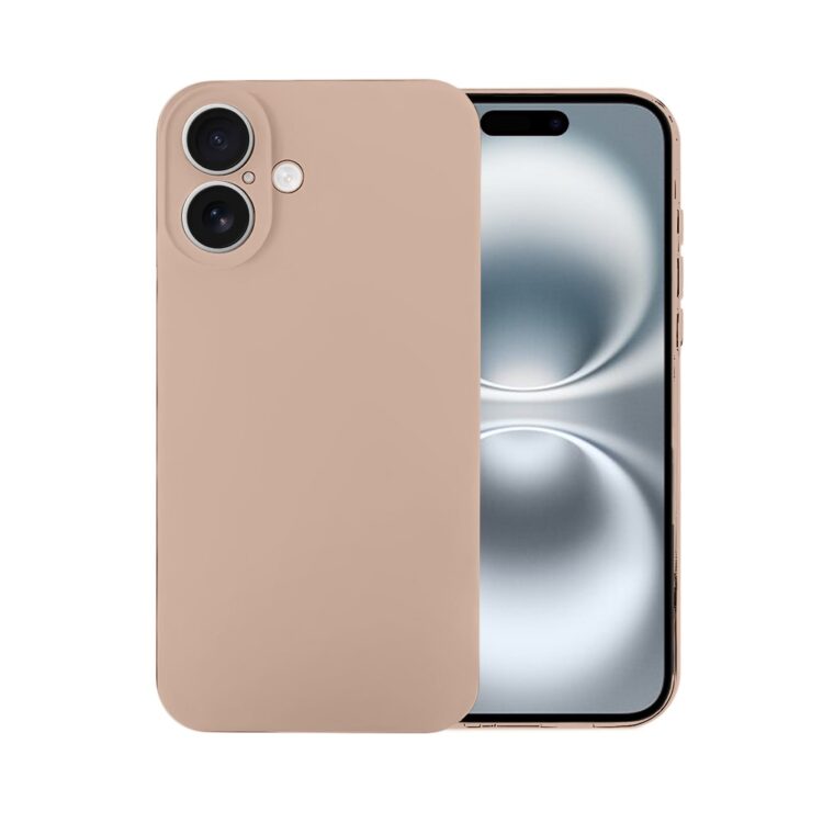 Etui do iPhone 16 silikonowe z mikrofibrą soft touch z osłoną na aparat, kawowe (1)