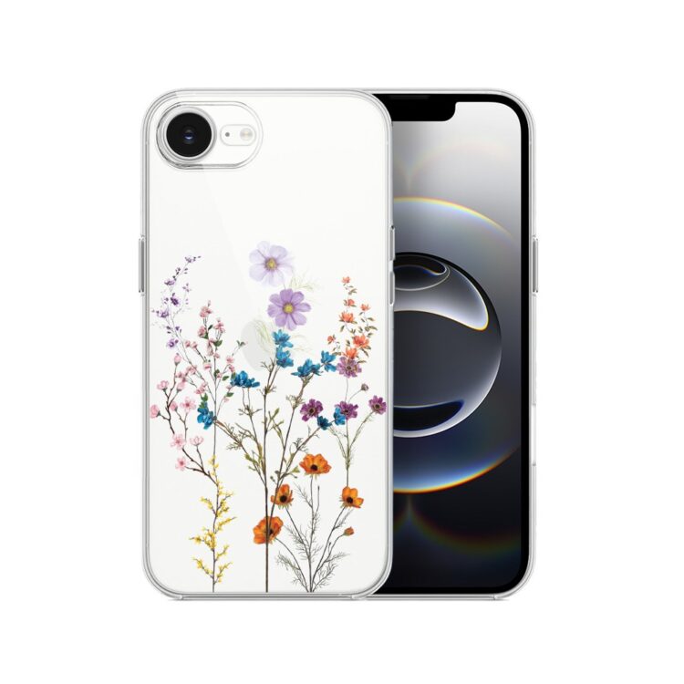 Etui do iPhone 16e kwiaty różnokolorowe, przeźroczyste (5)