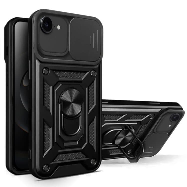 Etui do iPhone 16e pancerne z magnetycznym uchwytem, osłona kamery, czarne (1)