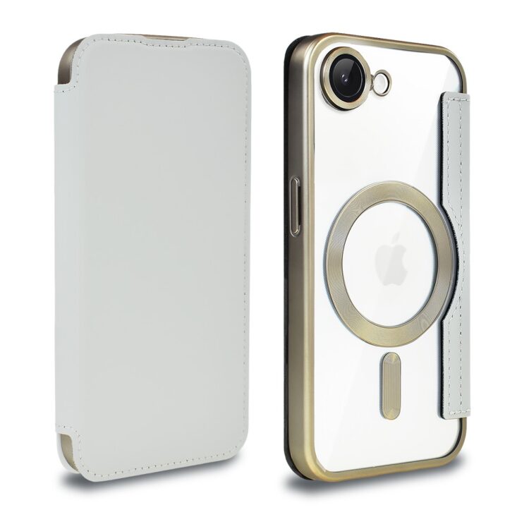 Etui do iPhone 16e typu książka Book Magsafe Lens Protect, z klapką, tytanowe (8)
