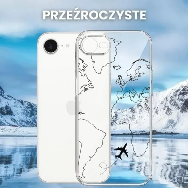 Etui do iPhone 16e z nadrukiem dookoła świata, przeźroczyste (1)