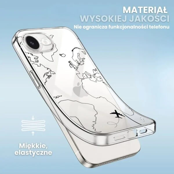 Etui do iPhone 16e z nadrukiem dookoła świata, przeźroczyste (3)