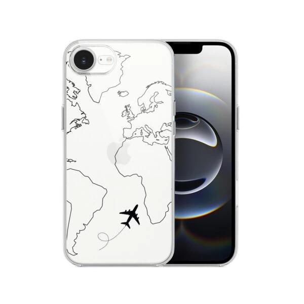 Etui do iPhone 16e z nadrukiem dookoła świata, przeźroczyste (5)
