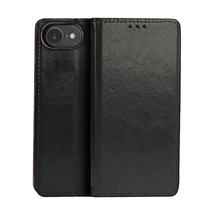 Etui do iPhone 16e zamykane, eleganckie skórzane, czarne (2)