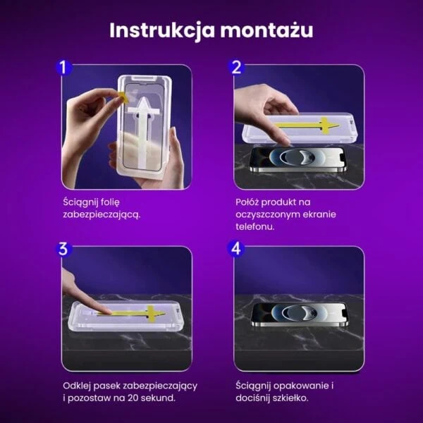Szkło hartowane na ekran 9H do iPhone 16e z aplikatorem (3)