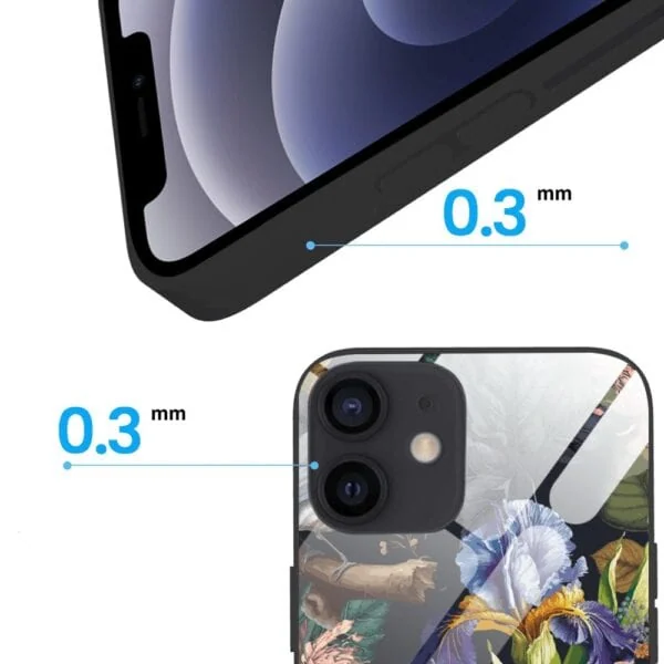 Etui do iPhone 12, Ibizu, szklany tył, symfonia natury, czarne (3)