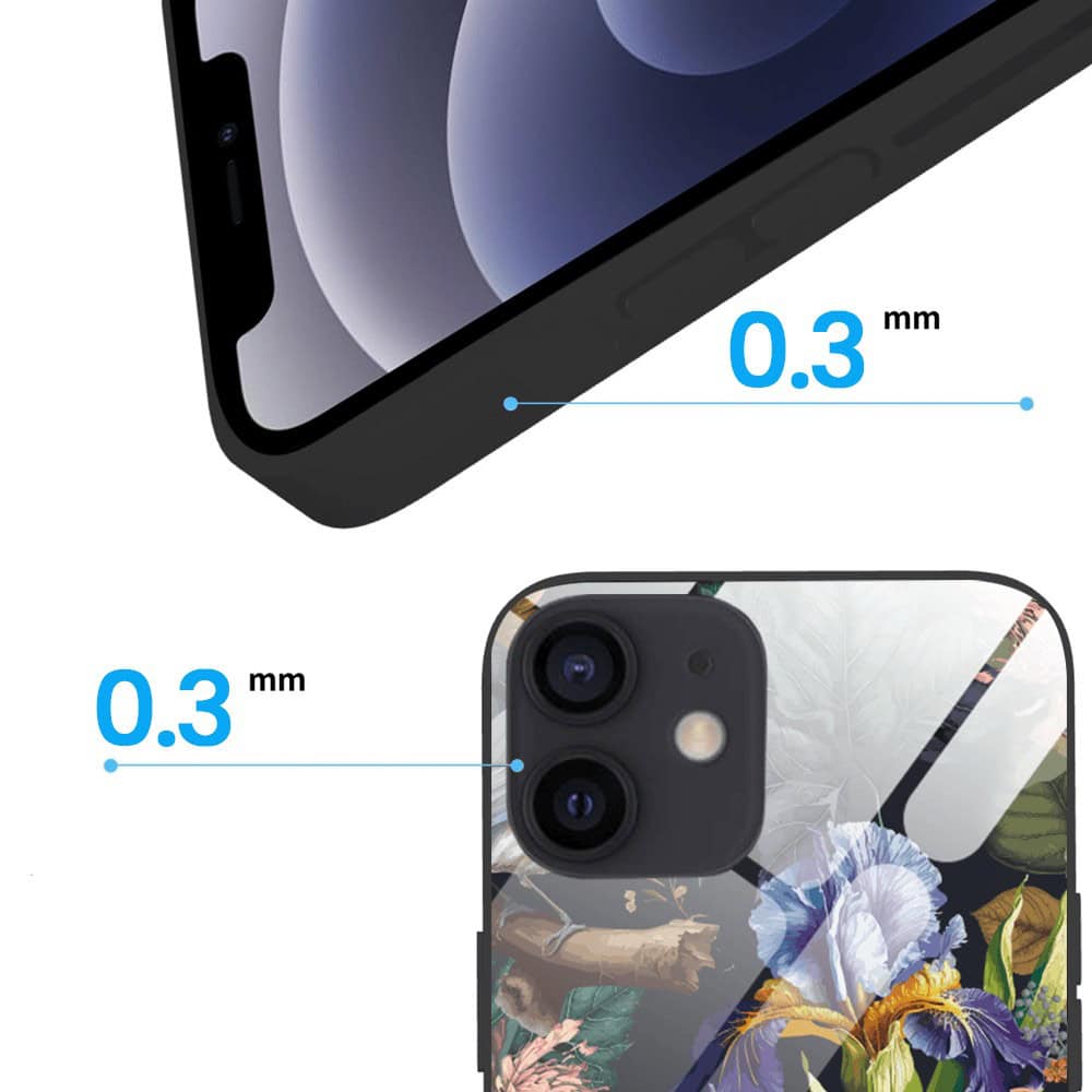 Etui do iPhone 12, Ibizu, szklany tył, symfonia natury, czarne (3)