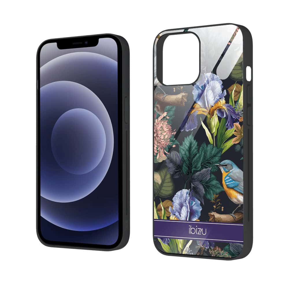 Etui do iPhone 12, Ibizu, szklany tył, symfonia natury, czarne (5)