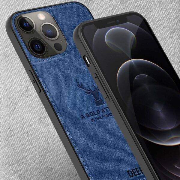 Etui do iPhone 12 Pro ochronne materiałowe Deer, błękit paryski (3)
