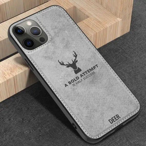 Etui do iPhone 12 Pro ochronne materiałowe Deer, szare (1)