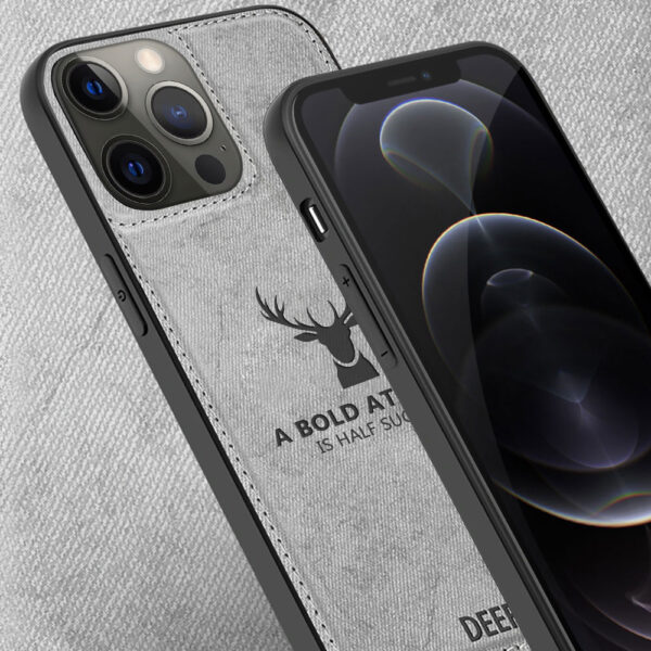 Etui do iPhone 12 Pro ochronne materiałowe Deer, szare (3)