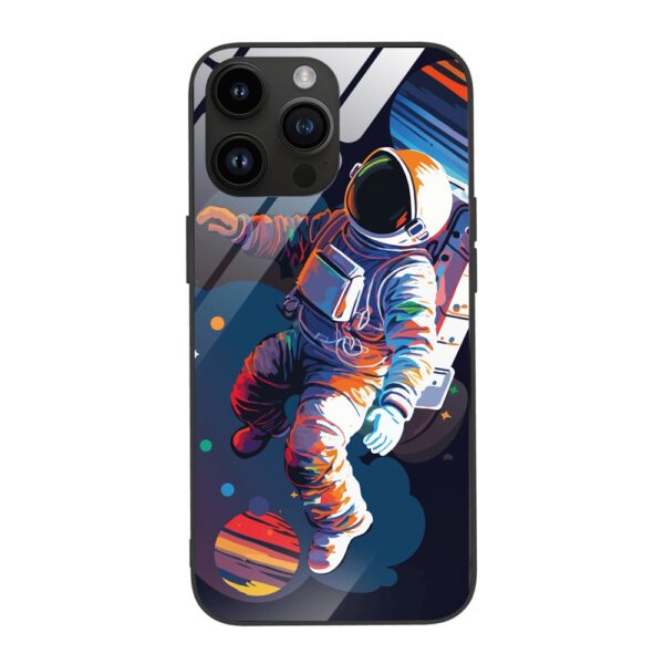 Etui do iPhone 12 Pro, szklany tył, Kosmiczny podróżnik, czarne (1)