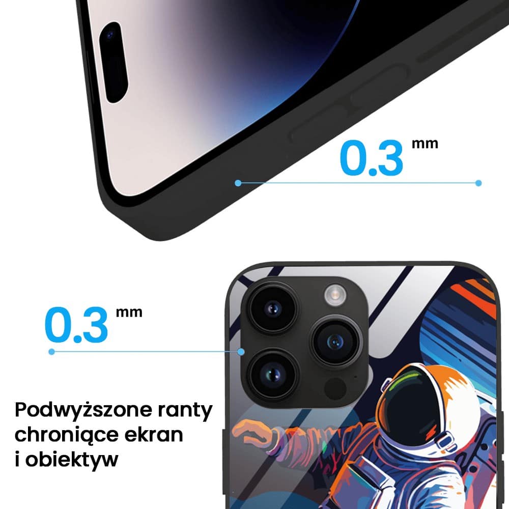 Etui do iPhone 12 Pro, szklany tył, Kosmiczny podróżnik, czarne (4)